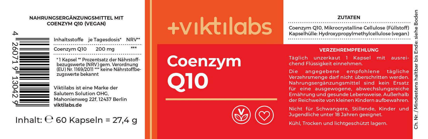 Produkt Label Viktilabs Coenzym Q10