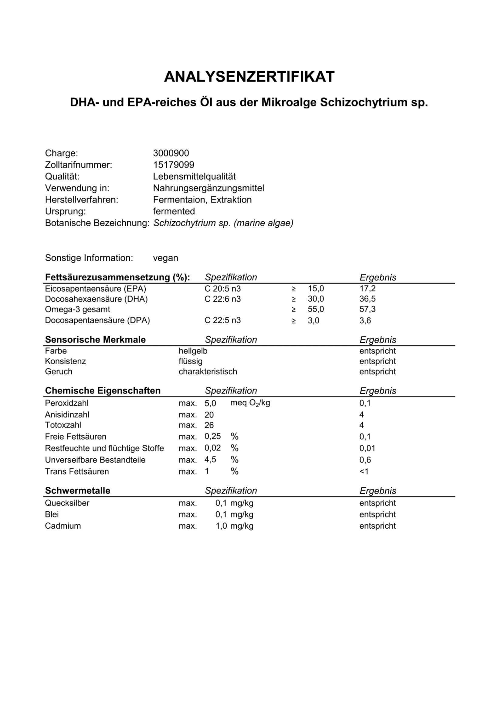 Omega-3 Algenöl NL Aktion