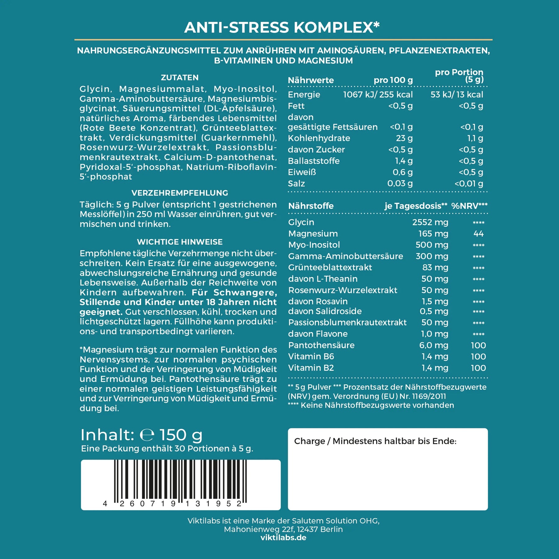 Etikett Beutel AntiStressKomplex