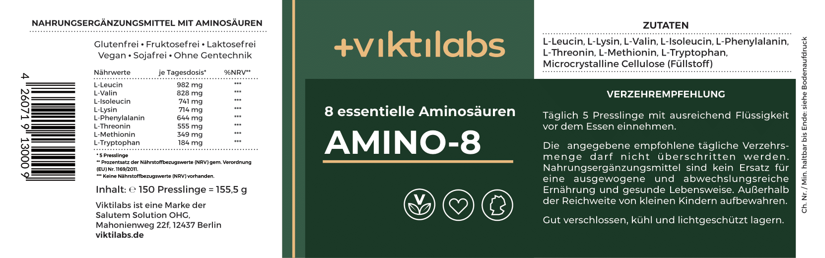 NL Angebot Amino 8 - todos los aminoácidos esenciales en una combinación óptima - 150 pellets
