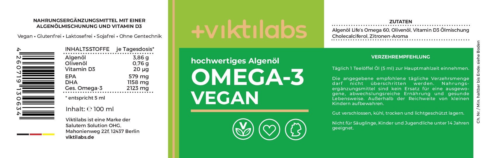 Campaña de pedido de Omega-3 Vegano con aceite de algas - 100 ml